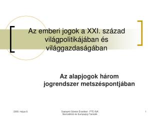 Az emberi jogok a XXI. század világpolitikájában és világgazdaságában