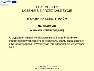 ERASMUS LLP UCZENIE SIĘ PRZEZ CAŁE ŻYCIE