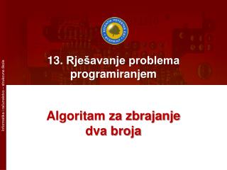 13. Rješavanje problema programiranjem