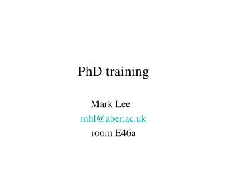 PhD training