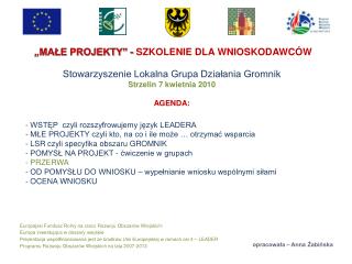 „MAŁE PROJEKTY” - SZKOLENIE DLA WNIOSKODAWCÓW