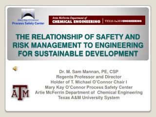 THE RELATIONSHIP OF SAFETY AND RISK MANAGEMENT TO ENGINEERING FOR SUSTAINABLE DEVELOPMENT