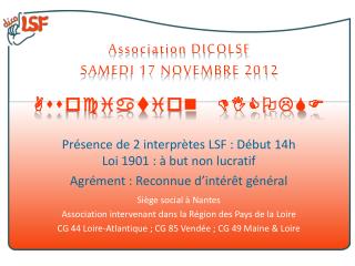 Association DICOLSF SAMEDI 17 NOVEMBRE 2012