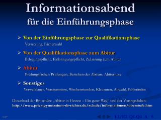 Informationsabend für die Einführungsphase