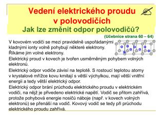 Vedení elektrického proudu v polovodičích