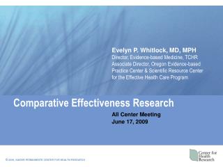 Comparative Effectiveness Research
