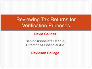 Reviewing Tax Returns for Verification Purposes