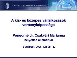 A kis- és közepes vállalkozások versenyképessége