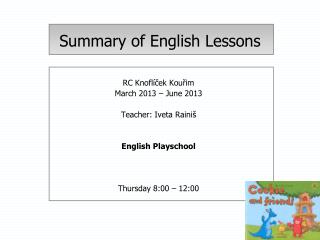 Summary of English Lessons