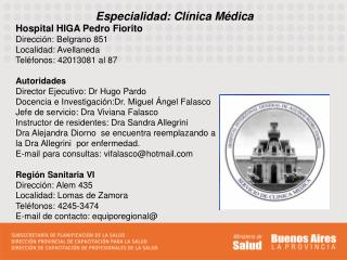 Especialidad: Clínica Médica