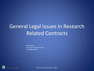 General Legal Issues in Research Related Contracts
