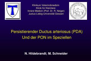 Persistierender Ductus arteriosus (PDA) Und der PON im Speziellen