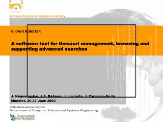 J. Nogueras-Iso , J.A. Bañares, J. Lacasta, J. Zarazaga-Soria Münster, 26-27 June 2003
