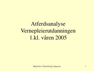 Atferdsanalyse Vernepleierutdanningen 1.kl. våren 2005