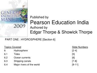PART ONE : HYDROSPHERE [Section 6] Topics Covered Slide Numbers 6 	Hydrosphere 					[2-4]
