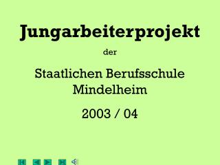 Jungarbeiterprojekt der Staatlichen Berufsschule Mindelheim 2003 / 04