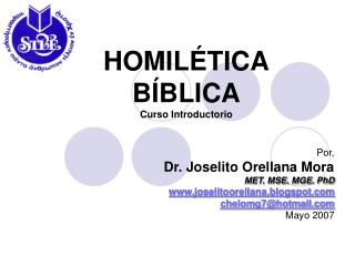 HOMILÉTICA BÍBLICA Curso Introductorio