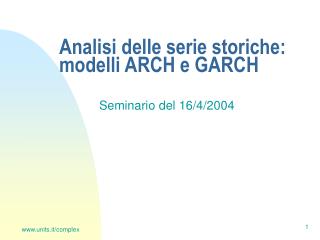 Analisi delle serie storiche: modelli ARCH e GARCH