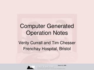 Computer Generated Operation Notes
