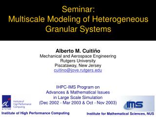 Seminar: Multiscale Modeling of Heterogeneous Granular Systems