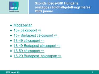 Szonda Ipsos-GfK Hungária országos rádióhallgatottsági mérés 2009 január