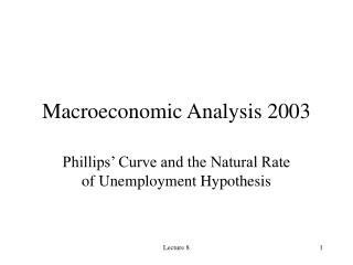 Macroeconomic Analysis 2003