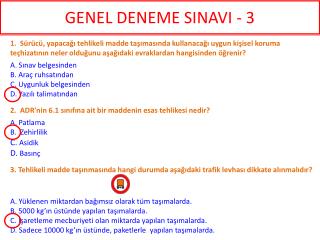 GENEL DENEME SINAVI - 3