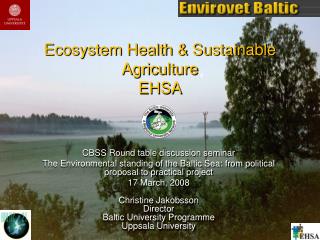 Ecosystem Health &amp; Sustainable Agriculture EHSA