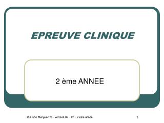 EPREUVE CLINIQUE