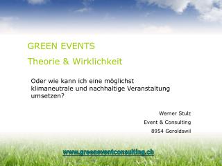 GREEN EVENTS Theorie &amp; Wirklichkeit