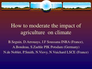 How to moderate the impact of agriculture on climate