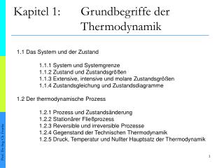 Kapitel 1:	Grundbegriffe der 				Thermodynamik