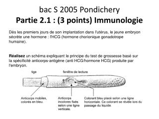 bac S 2005 Pondichery Partie 2.1 : (3 points) Immunologie