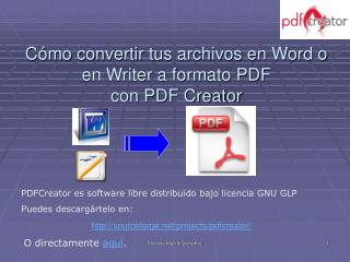 Cómo convertir tus archivos en Word o en Writer a formato PDF con PDF Creator