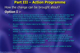 Part III – Action Programme