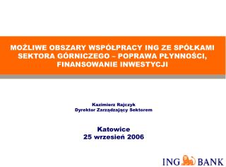 Kazimierz Rajczyk Dyrektor Zarządzający Sektorem Katowice 25 wrzesień 200 6