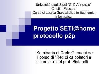 Progetto SETI@home protocollo p2p