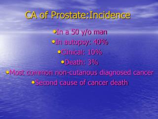 CA of Prostate:Incidence