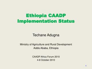 Ethiopia CAADP Implementation Status