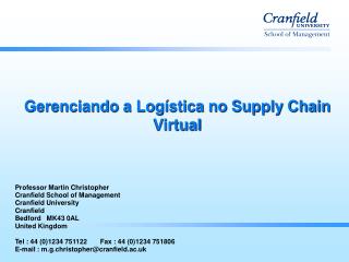 Gerenciando a Logística no Supply Chain Virtual