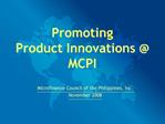 Promoting Product Innovations MCPI