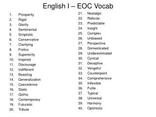 English I – EOC Vocab