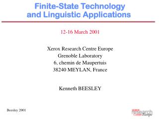 Finite-State Technology and Linguistic Applications