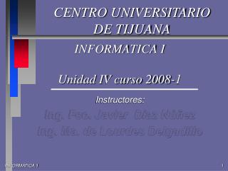INFORMATICA I Unidad IV curso 2008-1