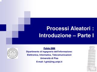 Processi Aleatori : Introduzione – Parte I