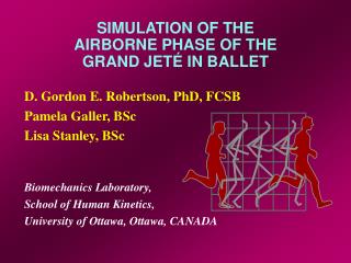 SIMULATION OF THE AIRBORNE PHASE OF THE GRAND JETÉ IN BALLET
