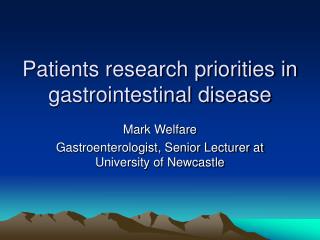 Patients research priorities in gastrointestinal disease