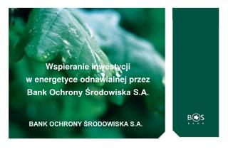 Wspieranie inwestycji w energetyce odnawialnej przez Bank Ochrony Środowiska S.A.