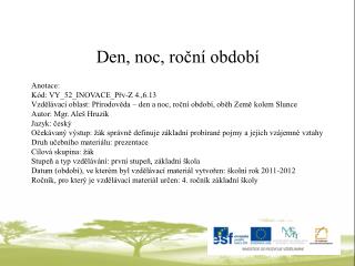 Den, noc, roční období