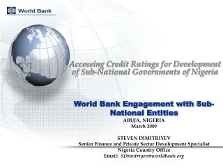 Accessing Credit Ratings for Development of Sub-National Governments of Nigeria